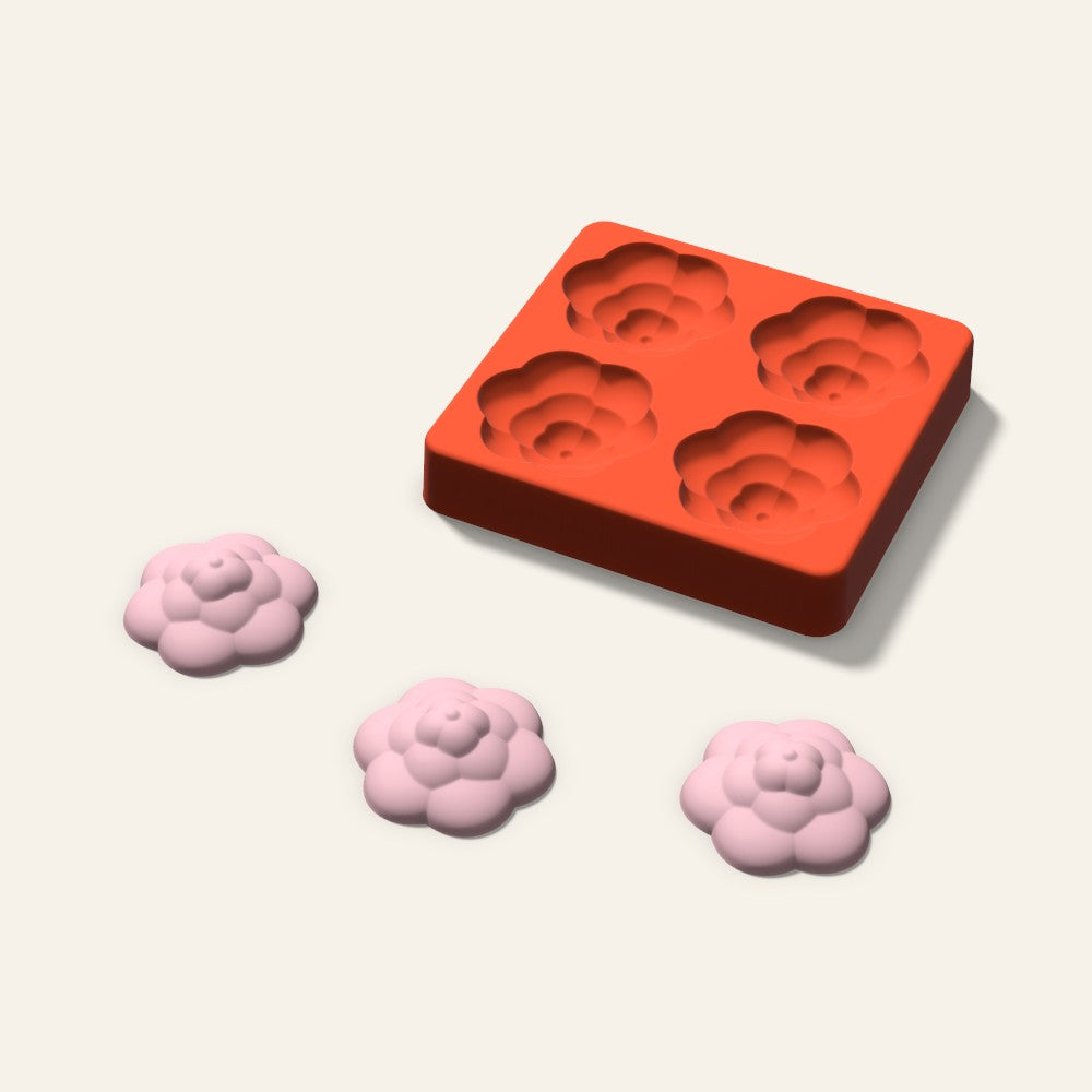 Rosette Soap Mold, 2 Inch, 4 Cavity, 3D render