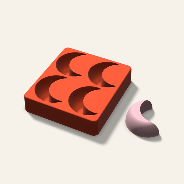 Crescent Moon Soap Mold, 2.5 Inch, 4 Cavity, 3D render
