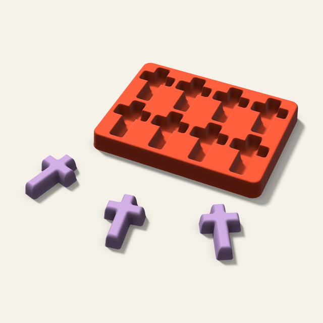 Cross Wax Melt Mold, 2 Inch, 8 Cavity, 3D render