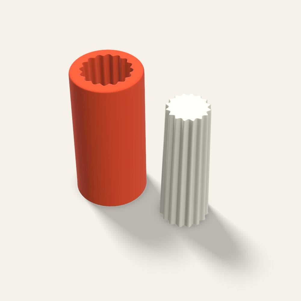 Ribbed Pillar Candle Mold, 1.5 x 4 Inch, 3D render