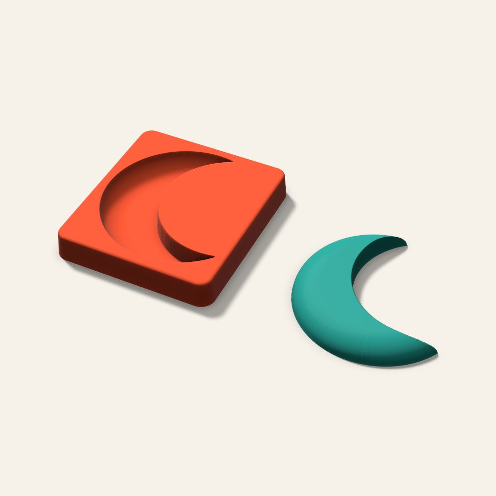 Crescent Moon Freshie Mold, 4 Inch, 3D render