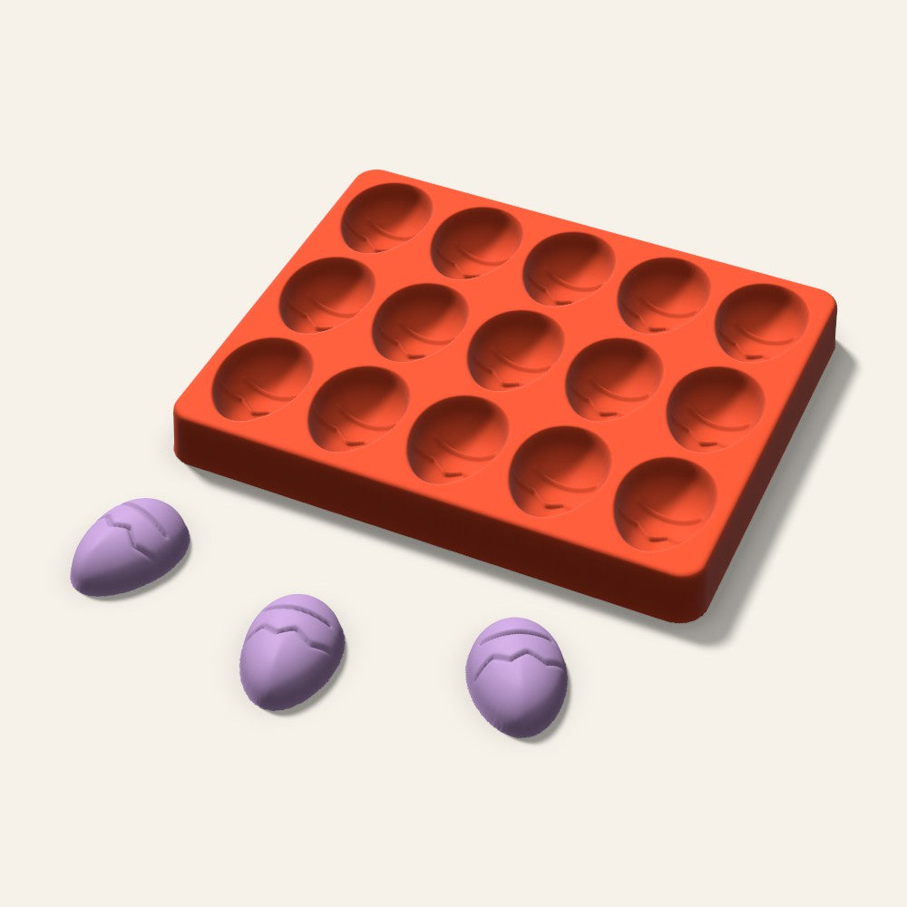 Decorated Egg Wax Melt Mold, 1.5 Inch, 15 Cavity, 3D render