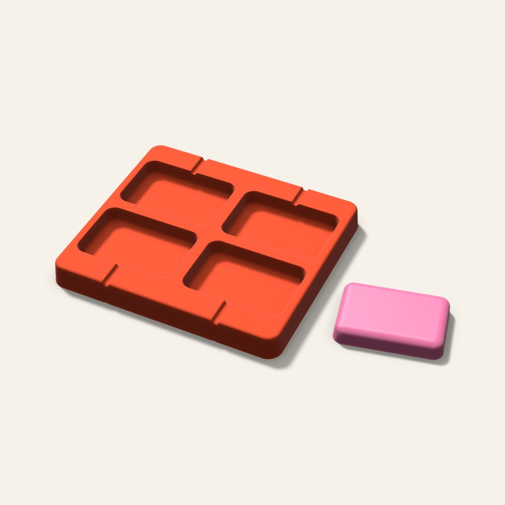 Rounded Rectangle Lollipop Mold, 2.5 Inch, 4 Cavity, 3D render