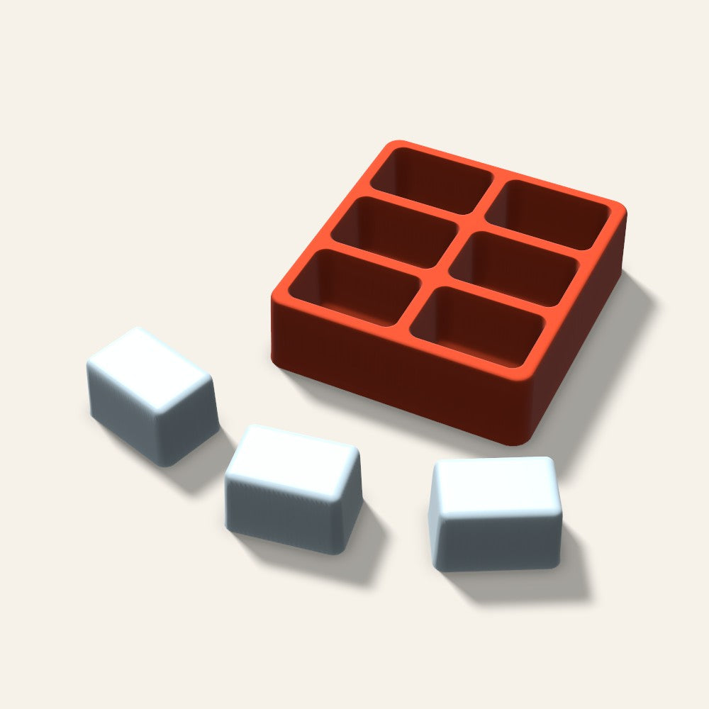 Rounded Rectangle Ice Mold, 2 Inch, 6 Cavity, 3D render