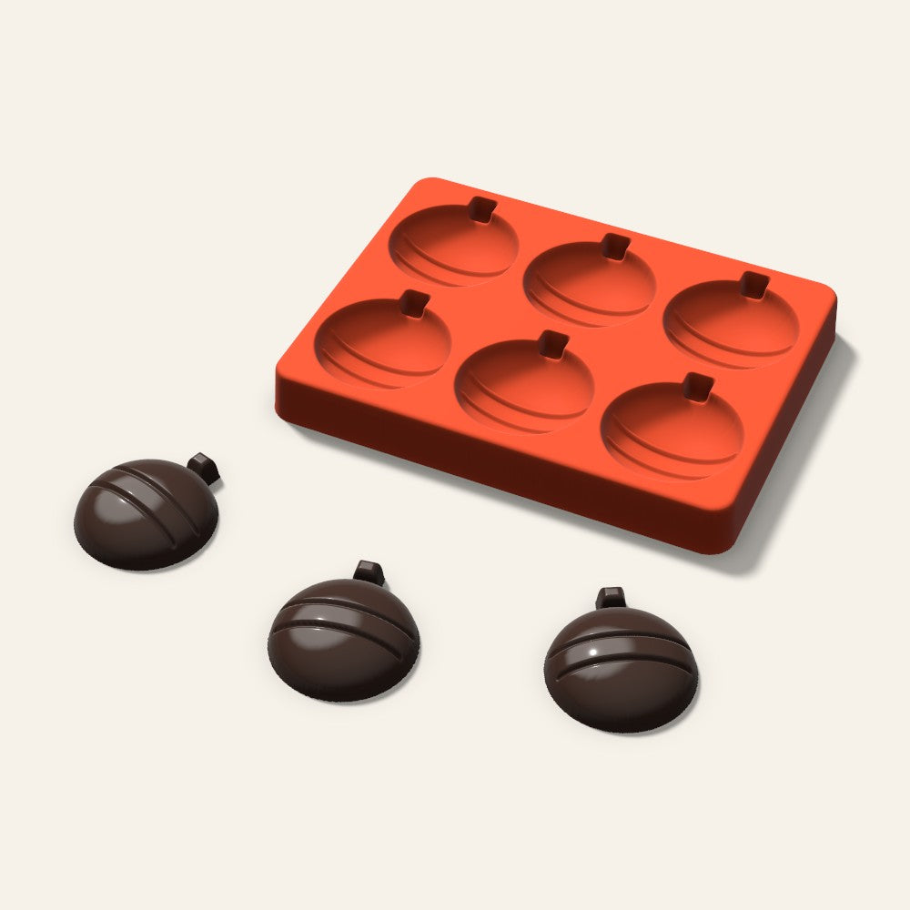 Ornament Chocolate Mold, 2 Inch, 6 Cavity, 3D render