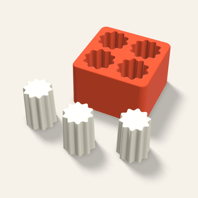 Fluted Pillar Votive Candle Mold, 1.5 x 2 Inch, 4 Cavity, 3D render
