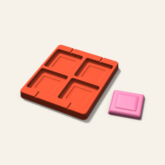 Embossed Square Lollipop Mold, 2.5 Inch, 4 Cavity, 3D render