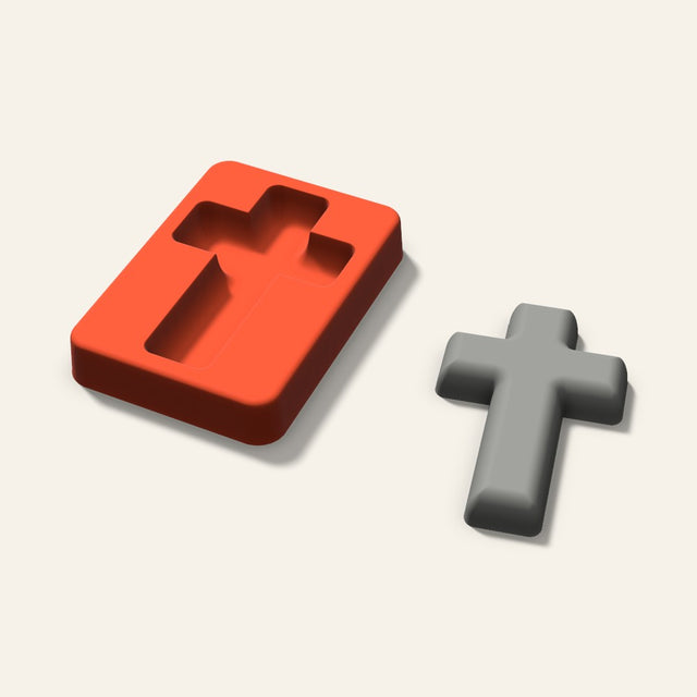 Cross Plaster Ornament Mold, 3.5 Inch, 3D render
