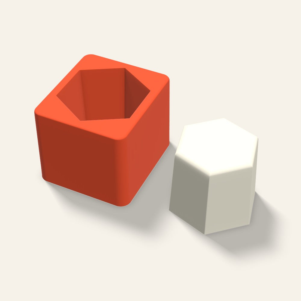 Hexagon Candle Mold, 3 x 2.5 Inch, 3D render