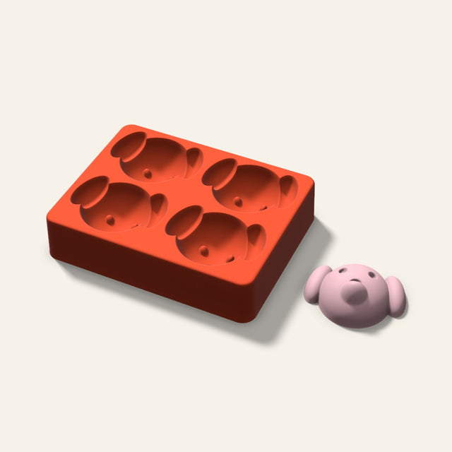 Dog Soap Mold, 3 Inch, 4 Cavity, 3D render