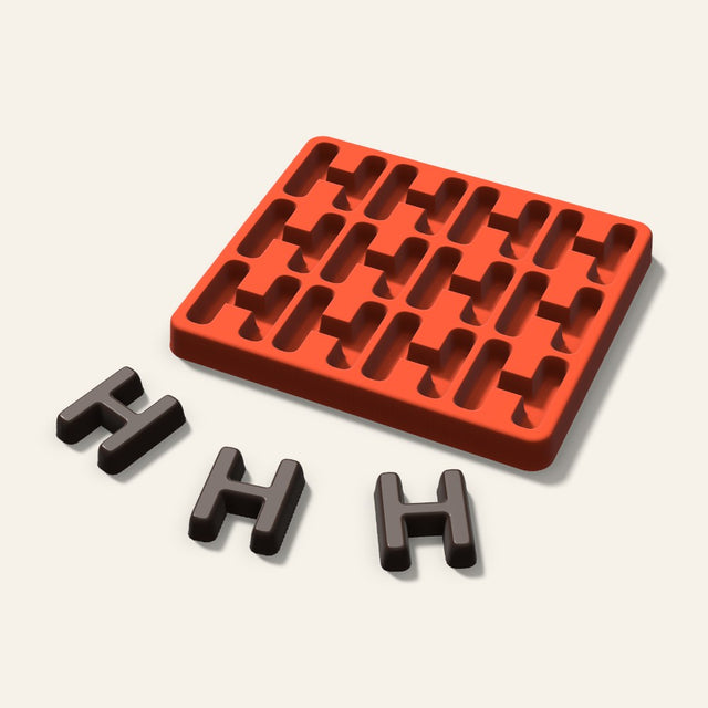 Letter H Candy Mold, 1.5 Inch, 12 Cavity, 3D render