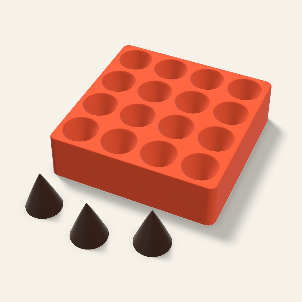 Cone Chocolate Mold, 1.5 Inch, 16 Cavity, 3D render