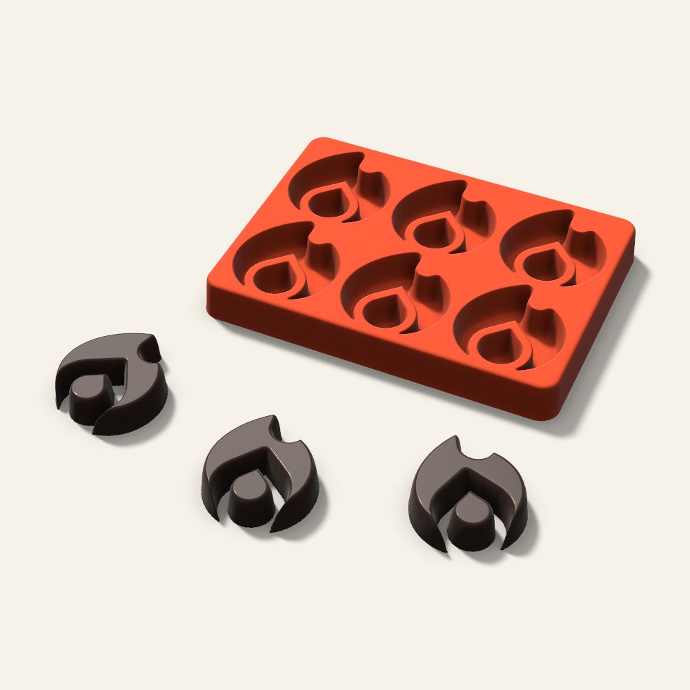 Flame Chocolate Mold, 2 Inch, 6 Cavity, 3D render