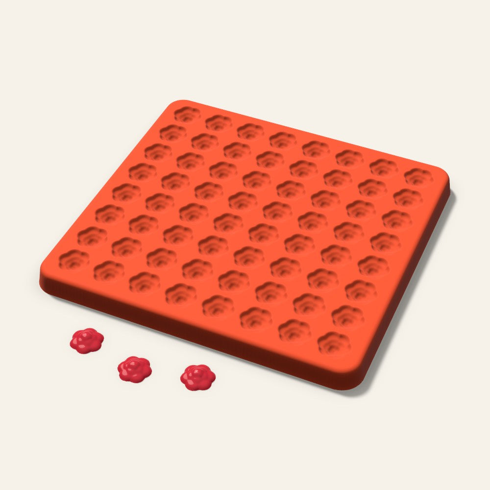 Rosette Candy Mold, 0.5 Inch, 64 Cavity, 3D render