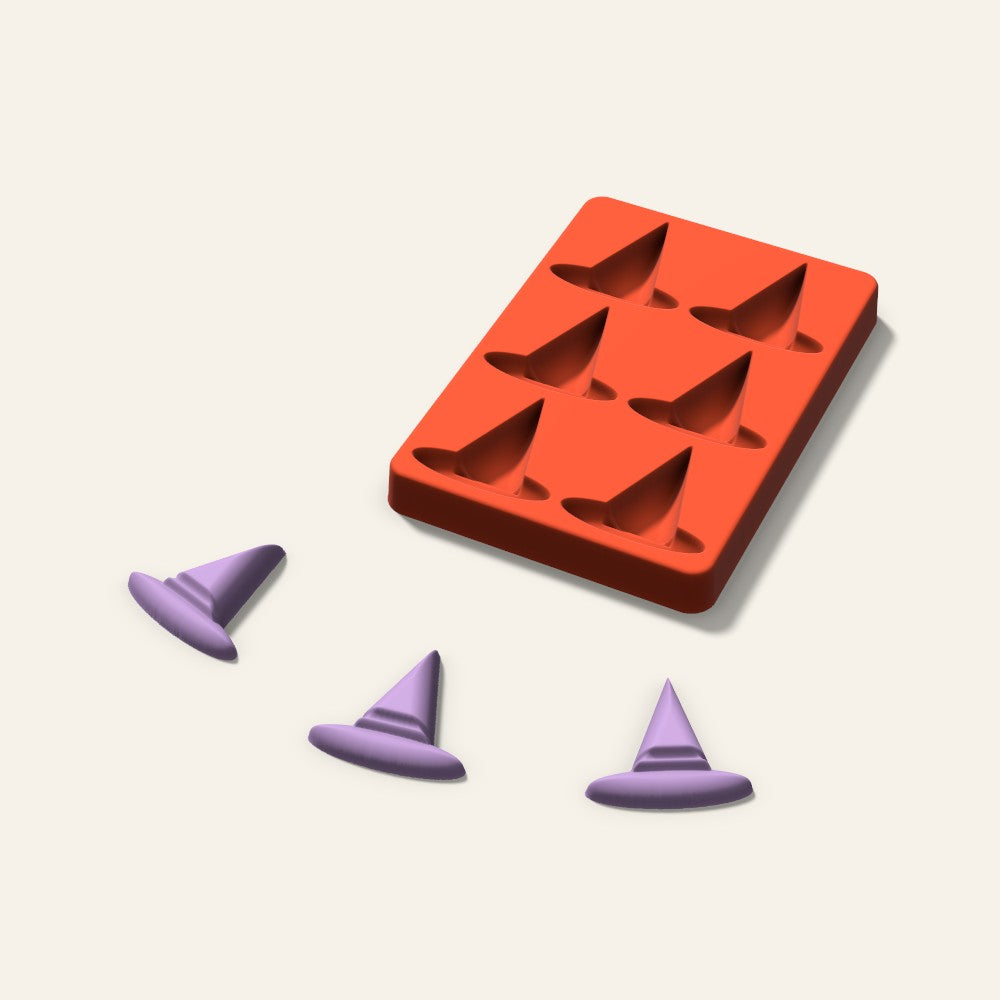 Witch Hat Wax Melt Mold, 2 Inch, 6 Cavity, 3D render