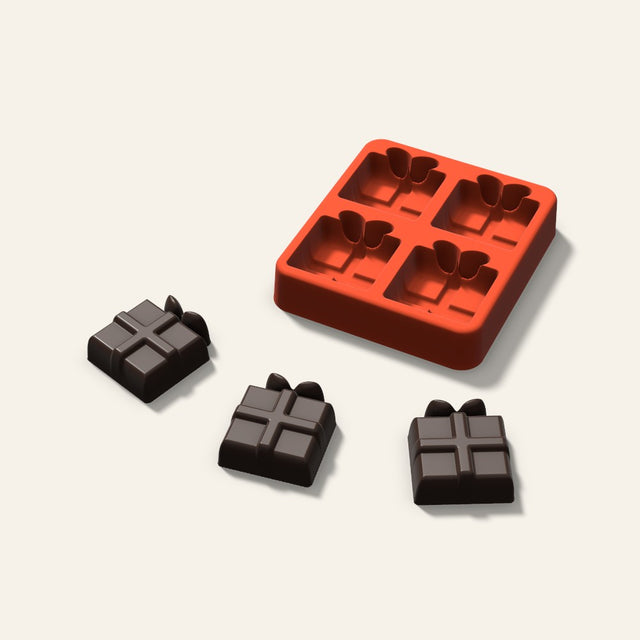 Gift Box Chocolate Mold, 1.5 Inch, 4 Cavity, 3D render