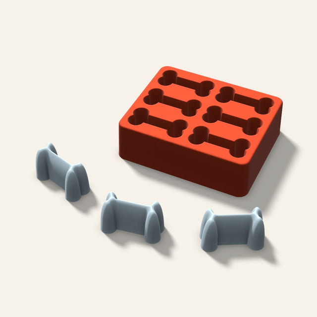 Dog Bone Ice Mold, 2 Inch, 6 Cavity, 3D render