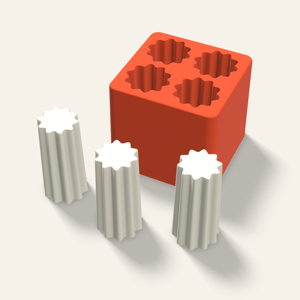 Fluted Pillar Votive Candle Mold, 1.5 x 3 Inch, 4 Cavity, 3D render