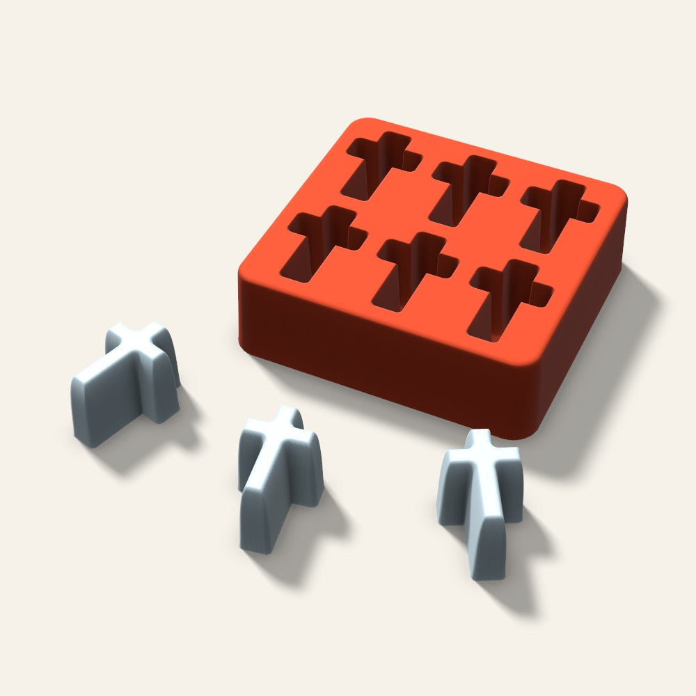 Cross Ice Mold, 1.5 Inch, 6 Cavity, 3D render
