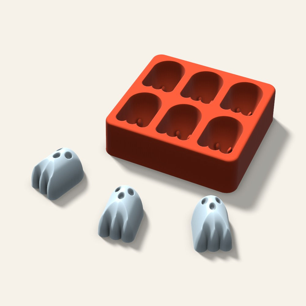 Ghost Ice Mold, 1.5 Inch, 6 Cavity, 3D render