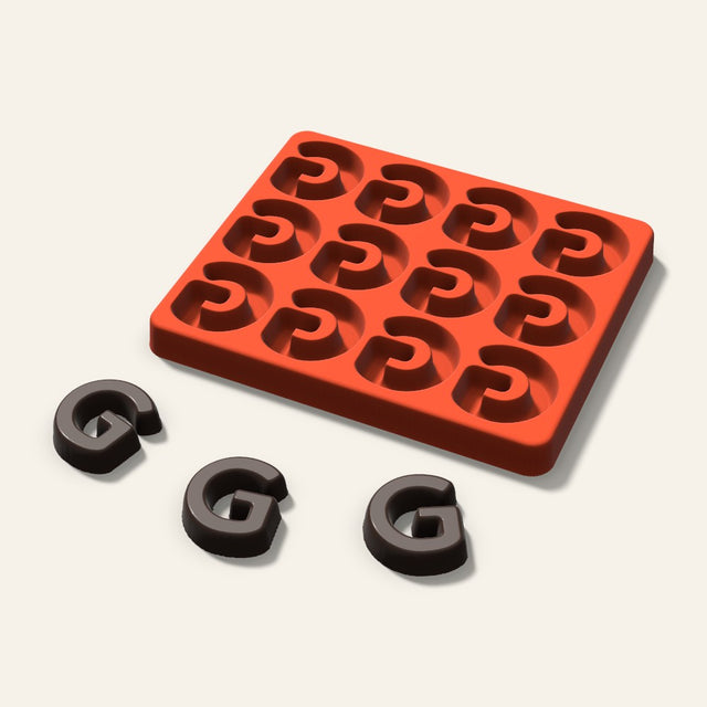 Letter G Candy Mold, 1.5 Inch, 12 Cavity, 3D render