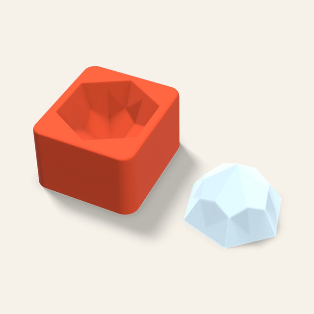 Hexagon Gem Ice Mold, 2.5 Inch, 3D render