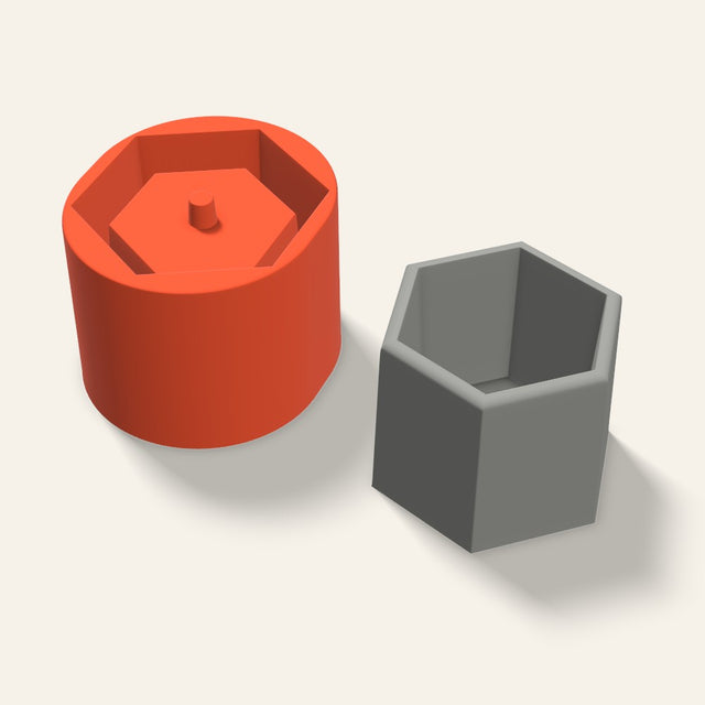 Low Hexagon Concrete Planter Mold, 5 Inch, 3D render