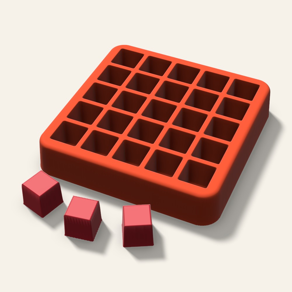 Sharp Cube Candy Mold, 0.5 Inch, 25 Cavity, 3D render
