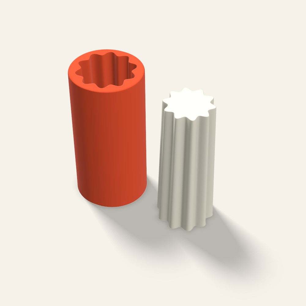 Fluted Pillar Candle Mold, 2.5 x 6 Inch, 3D render