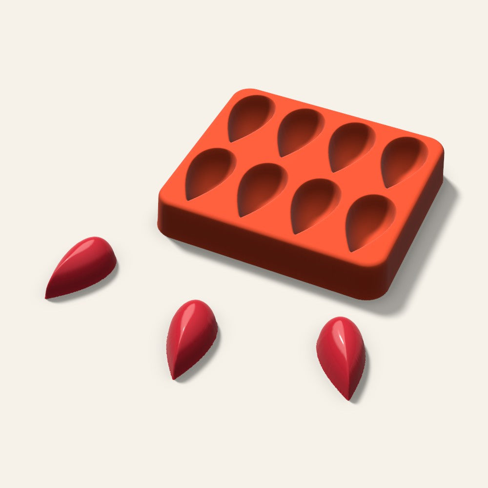 Teardrop Candy Mold, 1.25 Inch, 8 Cavity, 3D render