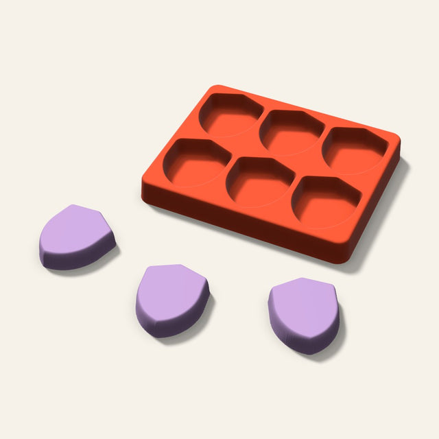 Shield Wax Melt Mold, 2 Inch, 6 Cavity, 3D render