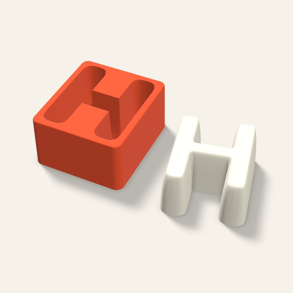 Letter H Candle Mold, 4 x 2 Inch, 3D render