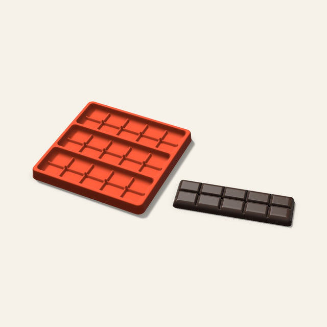 Slim Chocolate Bar Mold, 6 Inch, 3 Cavity, 3D render