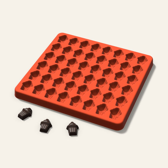 Cupcake Gummy Mold, 0.75 Inch, 48 Cavity, 3D render