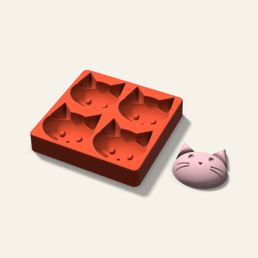Cat Soap Mold, 3 Inch, 4 Cavity, 3D render