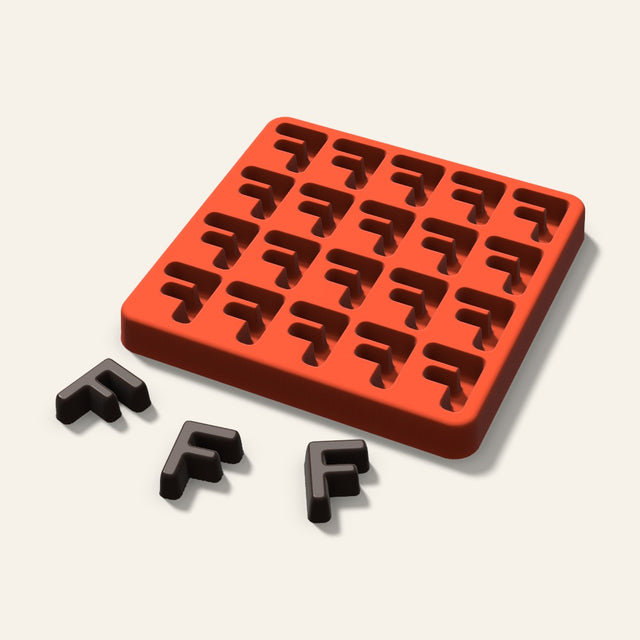 Letter F Candy Mold, 1 Inch, 20 Cavity, 3D render