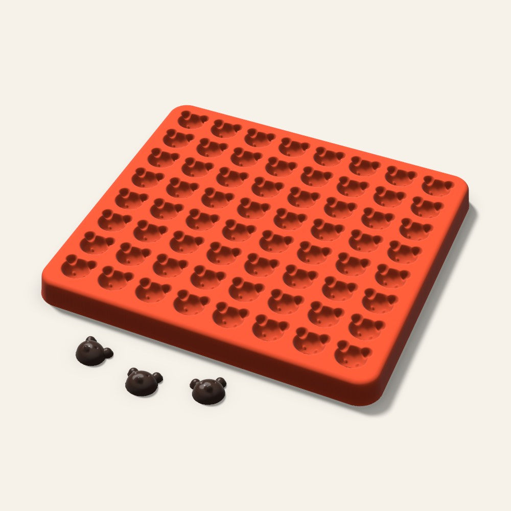 Bear Gummy Mold, 0.5 Inch, 64 Cavity, 3D render