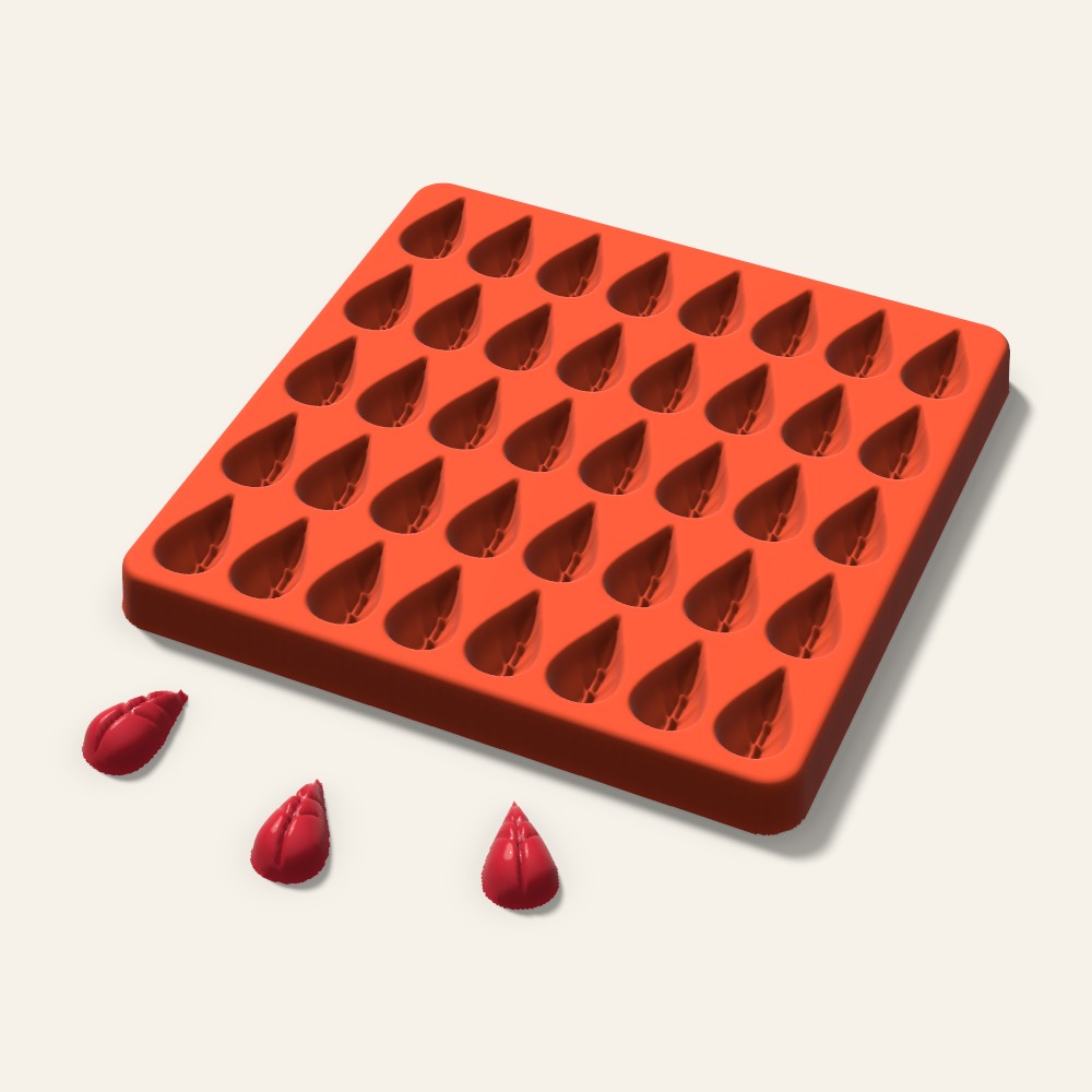 Leaf Candy Mold, 1 Inch, 40 Cavity, 3D render