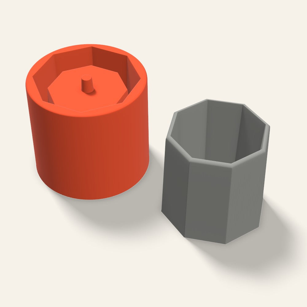 Octagon Concrete Planter Mold, 3.5 Inch, 3D render