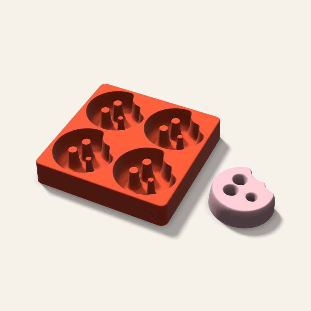 Cookie Bite Soap Mold, 3 Inch, 4 Cavity, 3D render