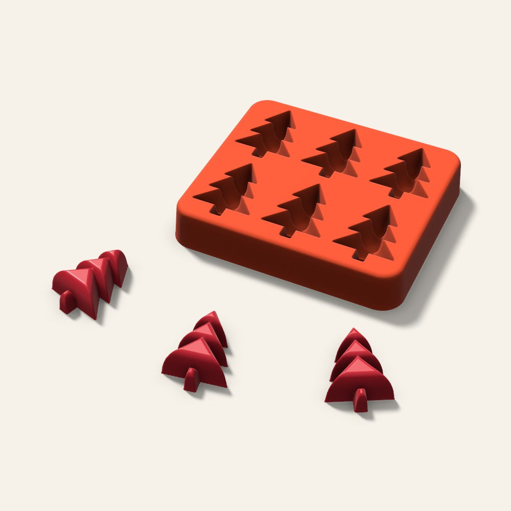 Christmas Tree Candy Mold, 1.25 Inch, 6 Cavity, 3D render