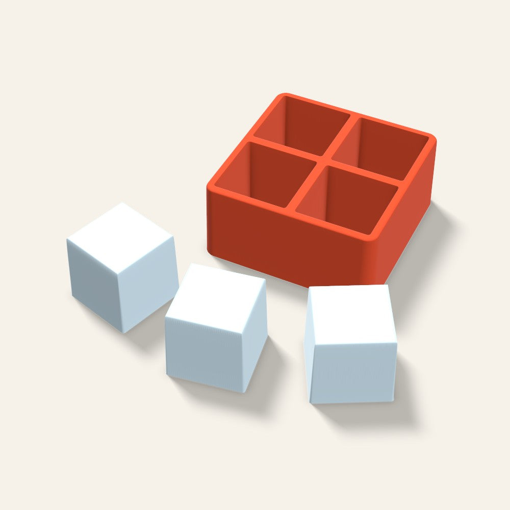 Sharp Cube Ice Mold, 2 Inch, 4 Cavity, 3D render