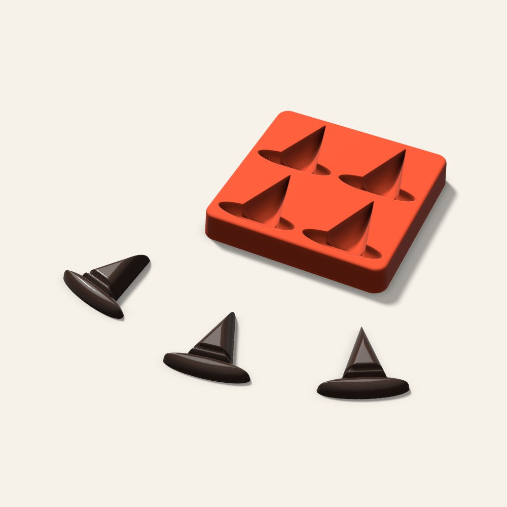Witch Hat Chocolate Mold, 2 Inch, 4 Cavity, 3D render