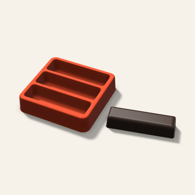 Candy Bar Mold, 3 Inch, 3 Cavity, 3D render