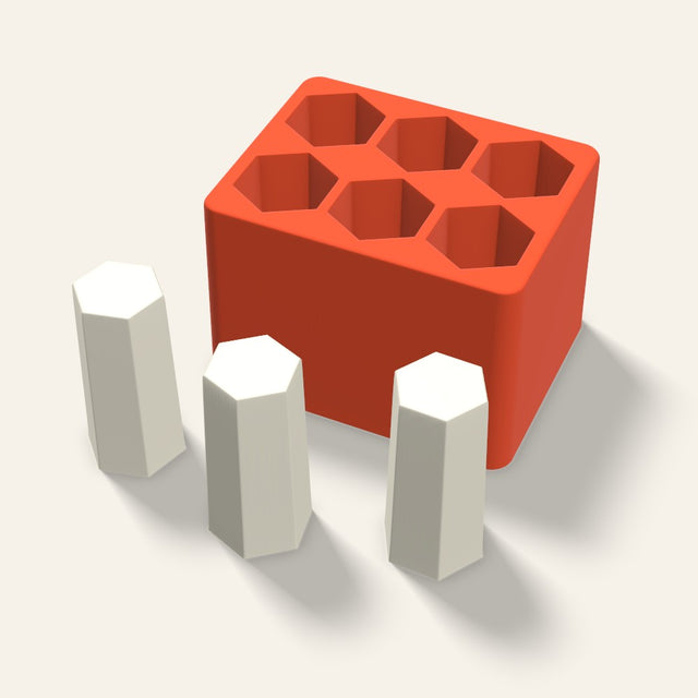 Hexagon Pillar Votive Candle Mold, 1.5 x 3 Inch, 6 Cavity, 3D render