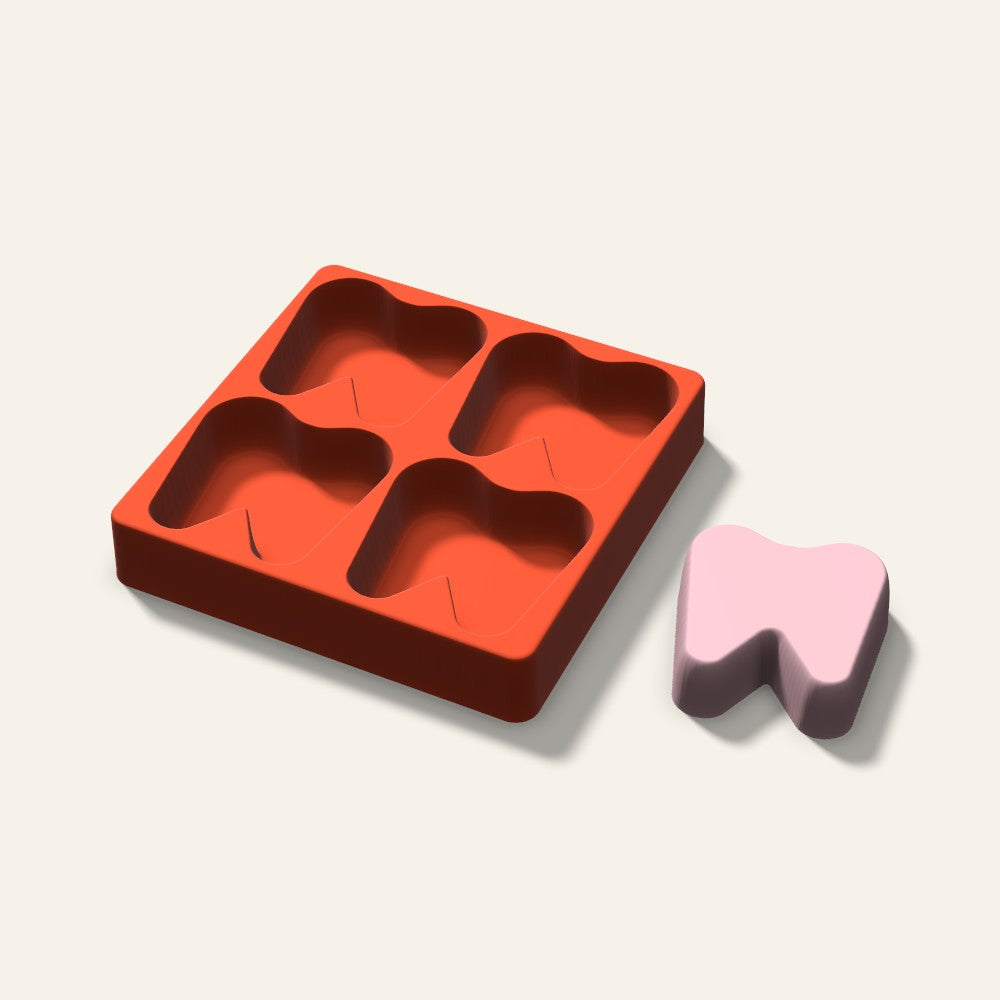 Tooth Soap Mold, 3 Inch, 4 Cavity, 3D render