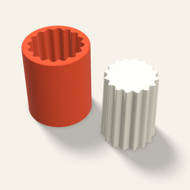 Ribbed Pillar Candle Mold, 3 x 4 Inch, 3D render