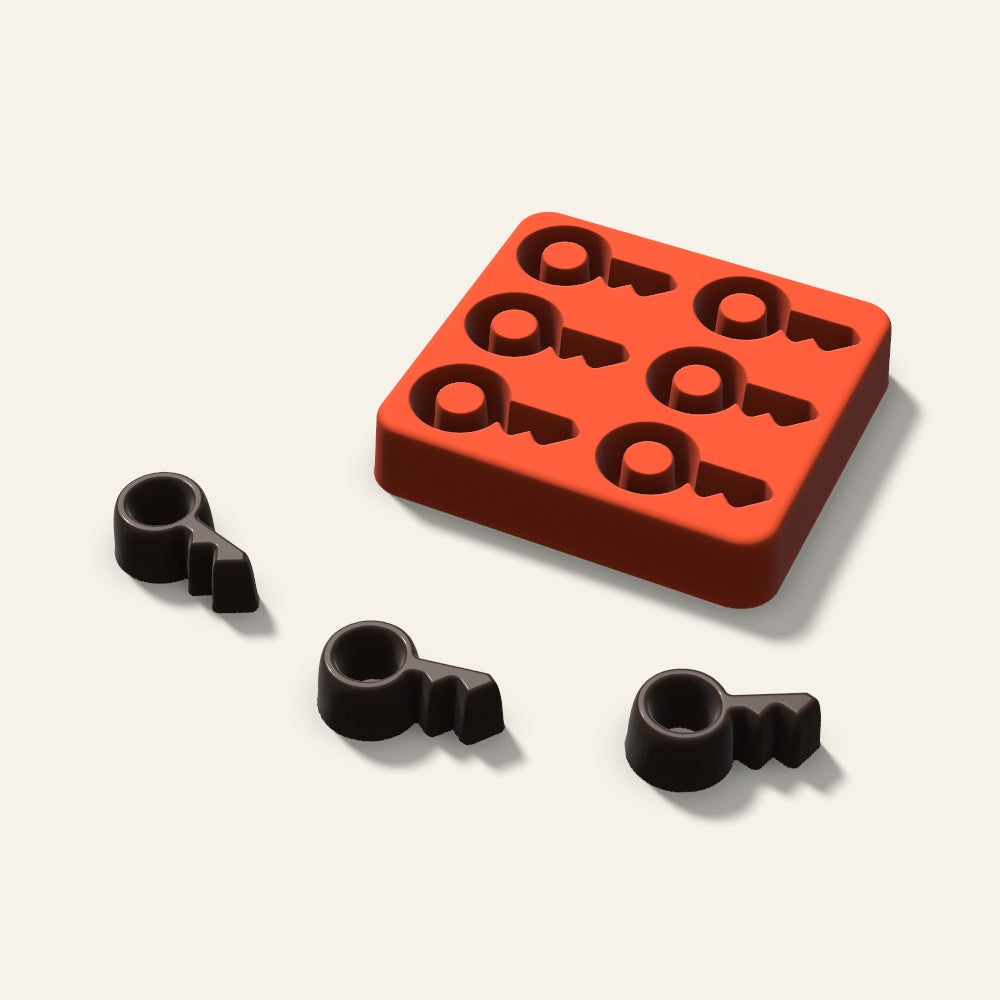 Key Chocolate Mold, 1.5 Inch, 6 Cavity, 3D render