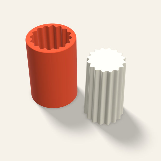 Ribbed Pillar Candle Mold, 3 x 5 Inch, 3D render