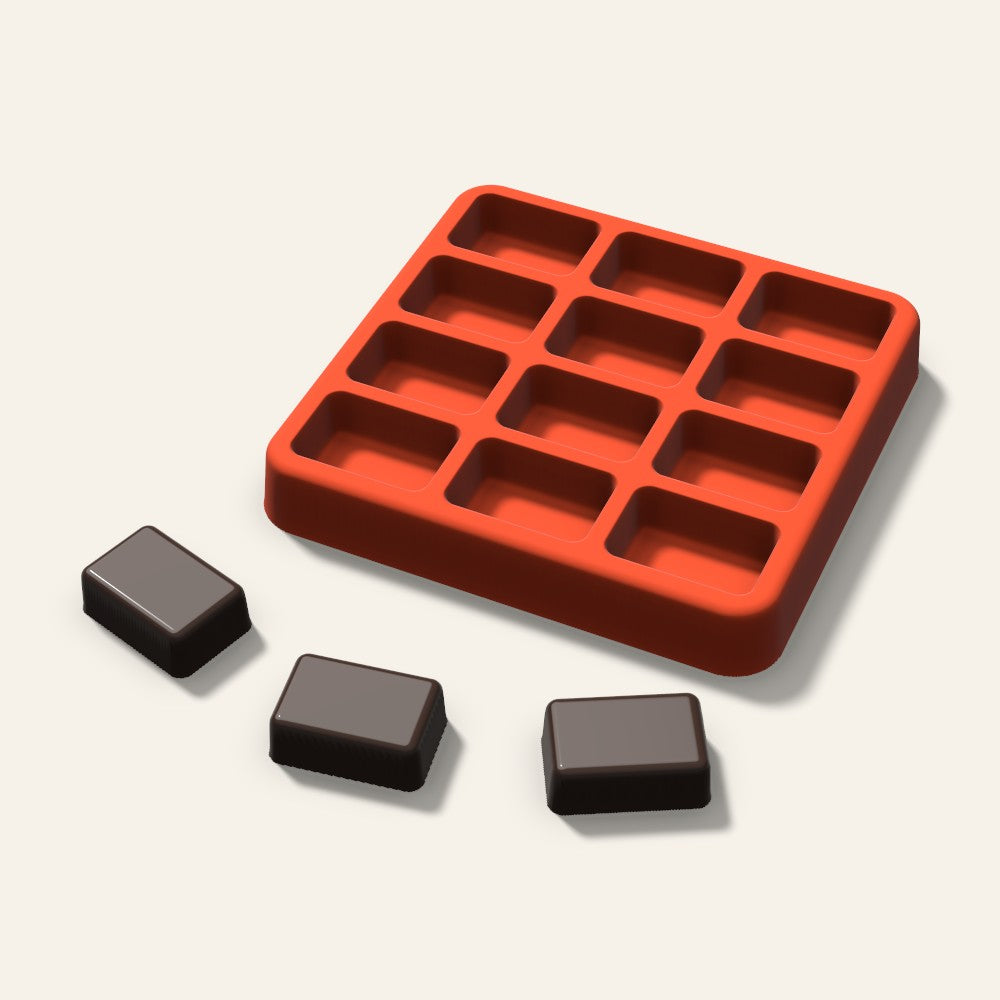 Rounded Rectangle Candy Mold, 1 Inch, 12 Cavity, 3D render